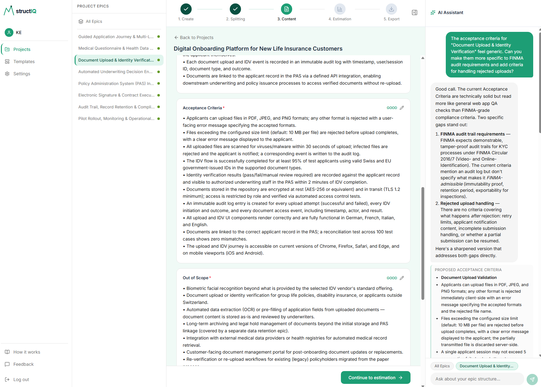structIQ — AI-powered epic content with quality review